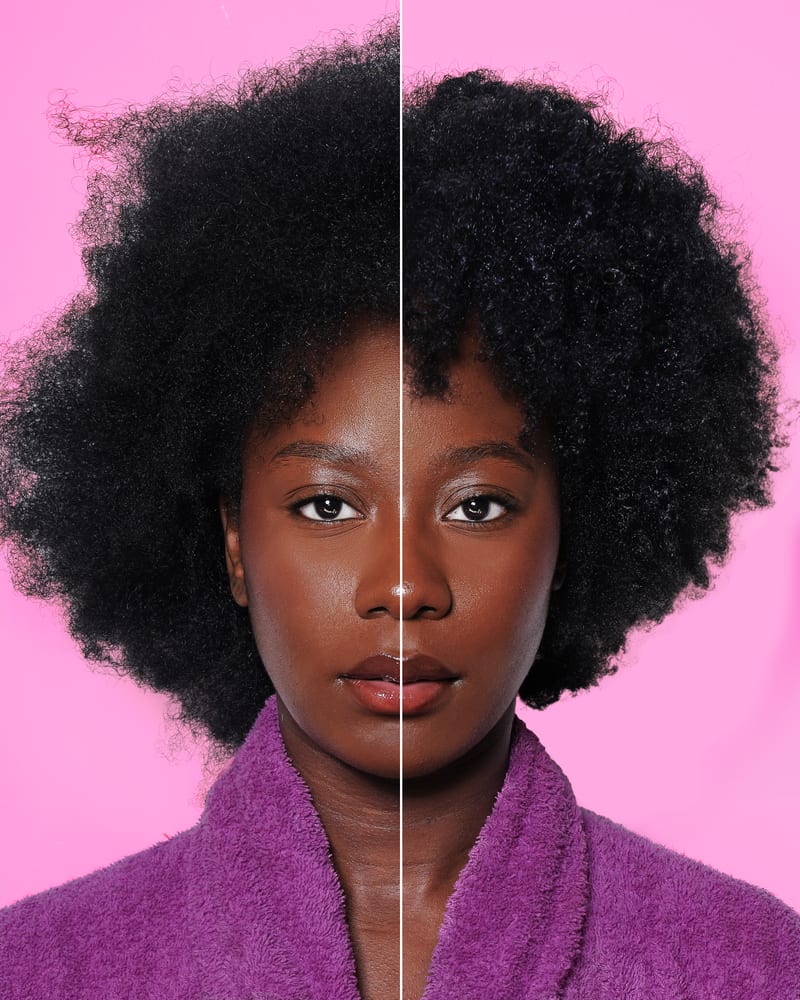 Avant/après coiffage, cheveux crépus — Les Secrets de Loly